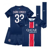 Fotballdrakt Barn Paris Saint-Germain Warren Zaire-Emery #33 Hjemmedraktsett 2024-25 Kortermet (+ Korte bukser)